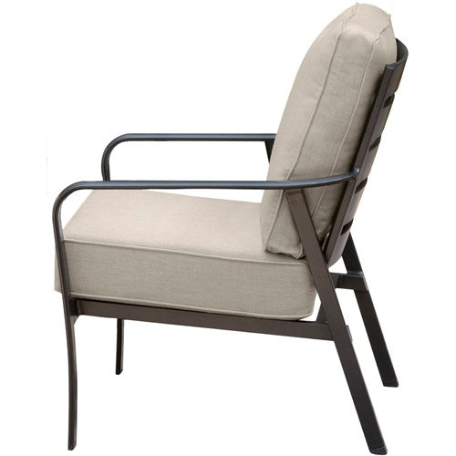 Hanover - Cortino 3pc: 2 Slat Back Club Chairs and 22" Side Table - Cast Ash/Gunmetal-United Backyard