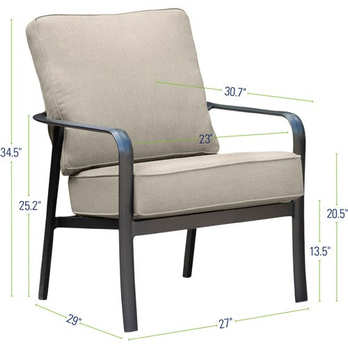 Hanover - Cortino 3pc: 2 Slat Back Club Chairs and 22" Side Table - Cast Ash/Gunmetal-United Backyard