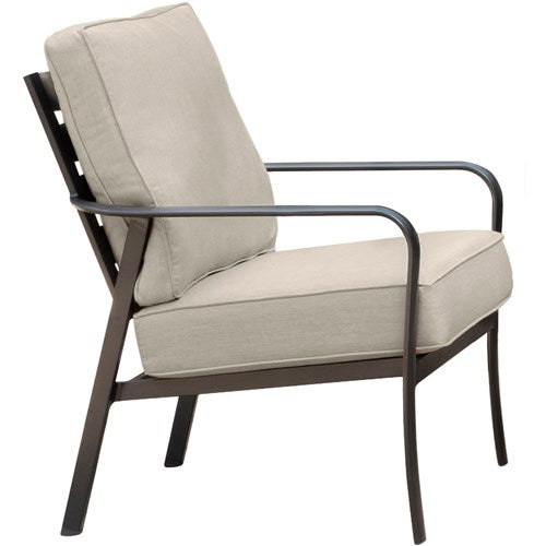 Hanover - Cortino 3pc: 2 Slat Back Club Chairs and 22" Side Table - Cast Ash/Gunmetal-United Backyard