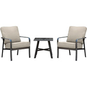 Hanover - Cortino 3pc: 2 Slat Back Club Chairs and 22" Side Table - Cast Ash/Gunmetal-United Backyard