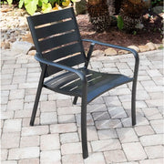 Hanover - Cortino 3pc Dining Set: 2 Alum Slat Dining Chairs and 1 30" Square Slat Table - Gunmetal-United Backyard