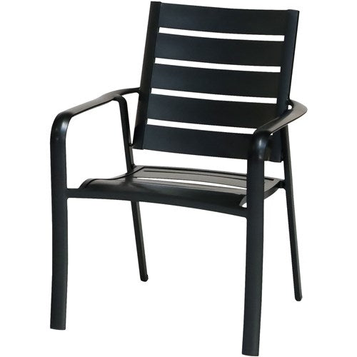 Hanover - Cortino 3pc Dining Set: 2 Alum Slat Dining Chairs and 1 30" Square Slat Table - Gunmetal-United Backyard