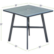 Hanover - Cortino 3pc Dining Set: 2 Alum Slat Dining Chairs and 1 30" Square Slat Table - Gunmetal-United Backyard