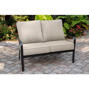 Hanover - Cortino 5pc: 2 Slat Back Club Chairs, Loveseat, Slat Coffee Table - Cast Ash/Gunmetal-United Backyard