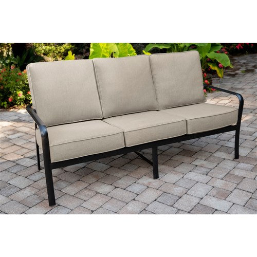 Hanover - Cortino 5pc: 2 Slat Back Club Chairs, Sofa, Slat Coffee Table, 22" Side Table - Cast Ash/Gunmetal-United Backyard