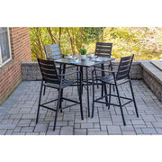 Hanover - Cortino 5pc Counter Height Dining: 4 Slat Center Height Chairs, 42" Slat Table - Gunmetal-United Backyard