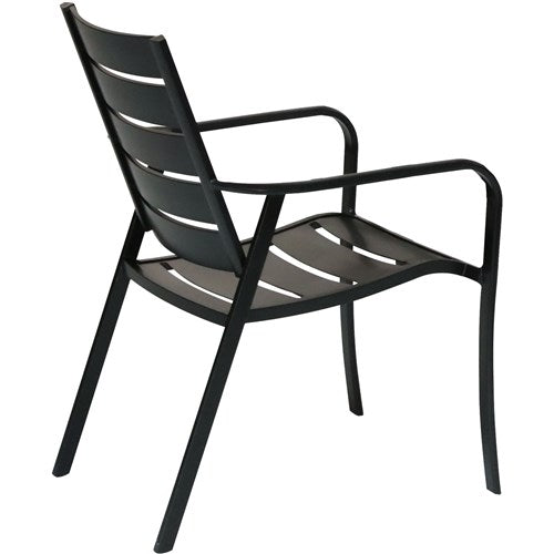 Hanover - Cortino 5pc Dining Set: 4 Alum Slat Dining Chairs and 1 38" Square Glass Table - Gunmetal-United Backyard