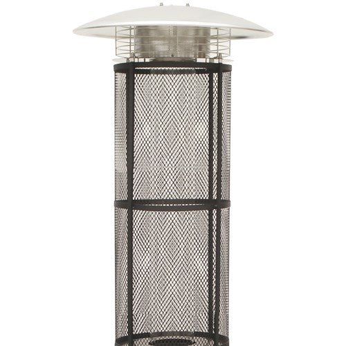 Hanover - Cylinder flame glass patio heater, 6' tall, propane, 34,000 BTU - Stainless Steel-United Backyard