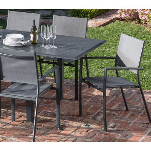 Hanover - Dawson 11pc: 10 Aluminum Sling Chairs, 78-118" Aluminum Extension Table - Gray/Gray-United Backyard