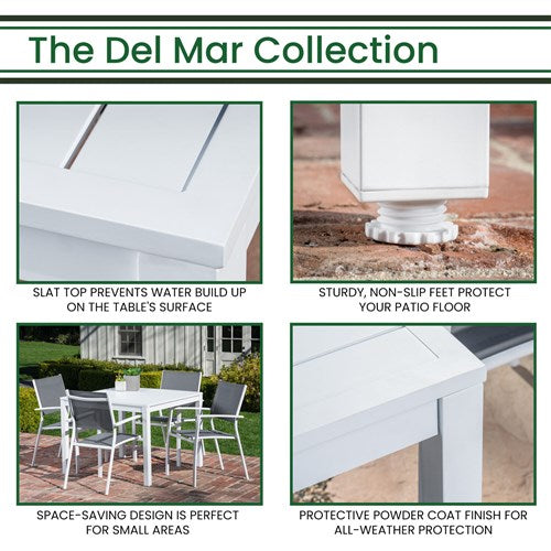 Hanover - Del Mar 38" Aluminum Slat Square Table - White-United Backyard