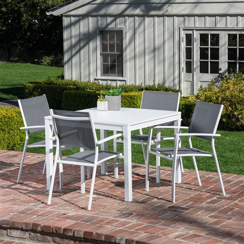 Hanover - Del Mar 38" Aluminum Slat Square Table - White-United Backyard