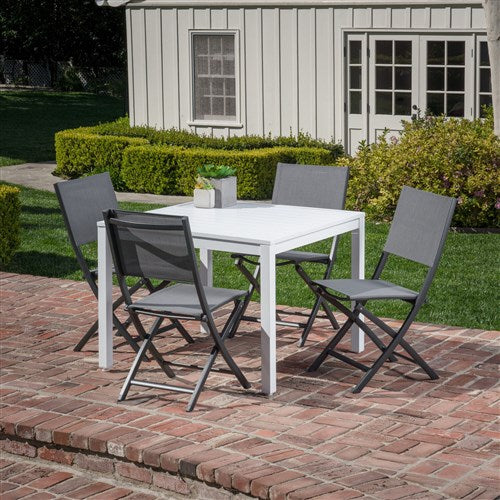 Hanover - Del Mar 38" Aluminum Slat Square Table - White-United Backyard