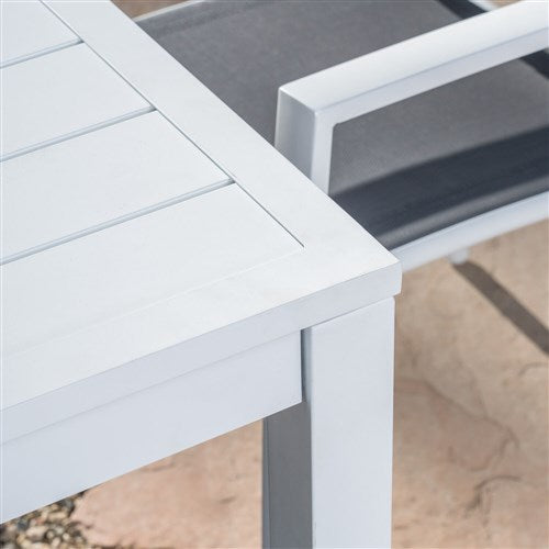 Hanover - Del Mar 38" Aluminum Slat Square Table - White-United Backyard