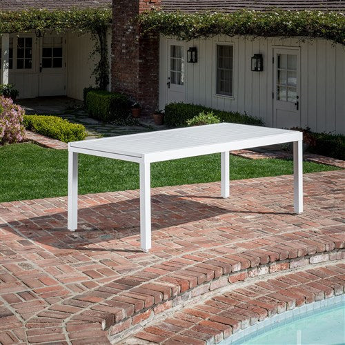 Hanover - Del Mar 7pc: 6 Aluminum Sling Chairs, Aluminum Extension Table - White/Gray-United Backyard