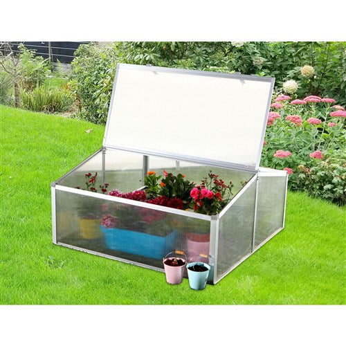 Hanover - Double Mini Cold Frame Greenhouse with 2 Vents, 40"x40"x19" - Natural/Silver-United Backyard