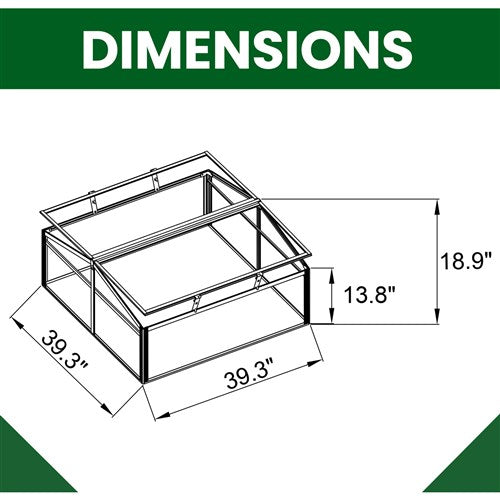 Hanover - Double Mini Cold Frame Greenhouse with 2 Vents, 40"x40"x19" - Natural/Silver-United Backyard