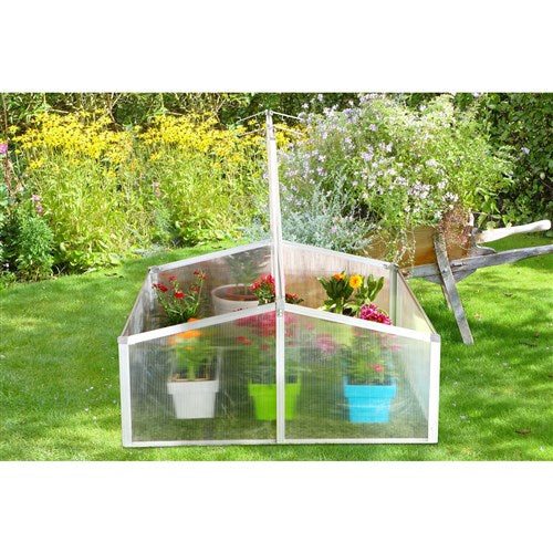 Hanover - Double Mini Cold Frame Greenhouse with 2 Vents, 40"x40"x19" - Natural/Silver-United Backyard