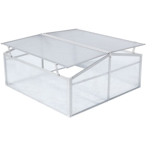 Hanover - Double Mini Cold Frame Greenhouse with 2 Vents, 40"x40"x19" - Natural/Silver-United Backyard