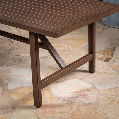 Hanover - Fairhope 7pc Dining Set: 6 Padded Sling Chairs and 74"x40" Tressle Table - Tan-United Backyard