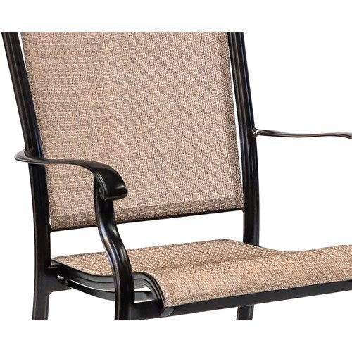 Hanover - Fontana 3pc: 2 Sling Dining Chairs, 30" Glass Top Table - Tan Sling/Glass-United Backyard