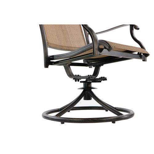 Hanover - Fontana 3pc: 2 Sling Swivel Rockers, 30" Glass Top Table - Tan Sling/Glass-United Backyard