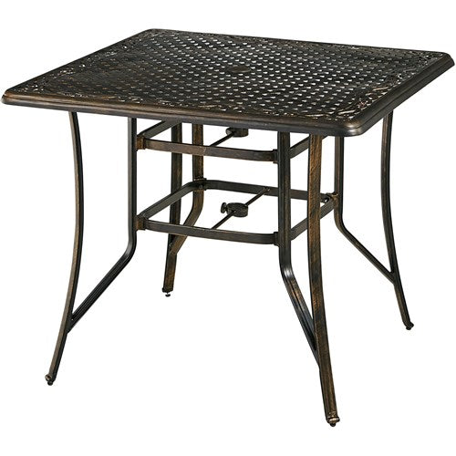 Hanover - Fontana 5pc: 4 Counter Height Swivel Sling Chrs, 42" Square Cast Table - Tan/Bronze-United Backyard