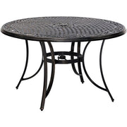 Hanover - Fontana 5pc: 4 Sling Dining Chairs and 48" Cast Table - Tan/Bronze-United Backyard