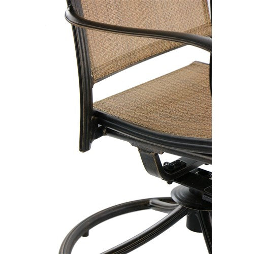 Hanover - Fontana 7pc: 6 Sling Swivel Rockers, 40x68" Tile Top Table - Tan Sling/Tile-United Backyard