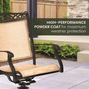 Hanover - Fontana 7pc: 6 Sling Swivel Rockers, 40x68" Tile Top Table - Tan Sling/Tile-United Backyard