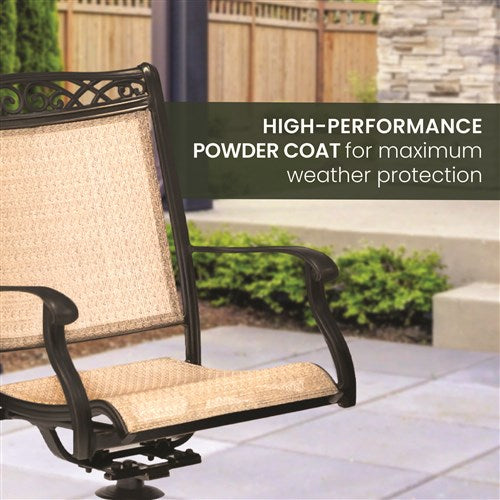 Hanover - Fontana 7pc: 6 Sling Swivel Rockers, 40x68" Tile Top Table - Tan Sling/Tile-United Backyard
