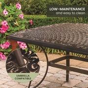 Hanover - Fontana 7pc: 6 Sling Swivel Rockers and 38"x72" Cast Table - Tan/Bronze-United Backyard