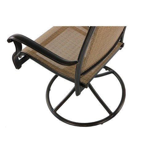 Hanover - Fontana 9pc: 8 Sling Swivel Rockers, 60" Square Glass Top Table - Tan Sling/Glass-United Backyard