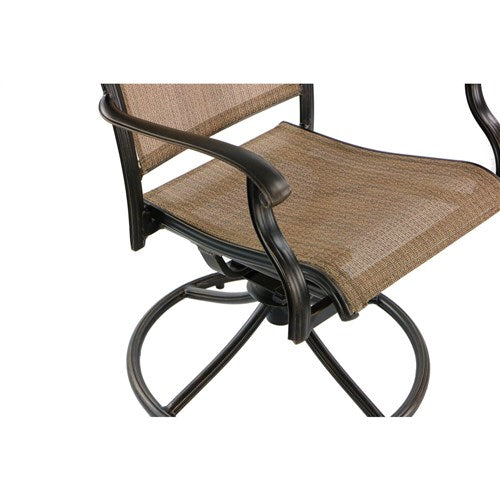 Hanover - Fontana 9pc: 8 Sling Swivel Rockers and 60" Square Cast Table - Tan/Bronze-United Backyard