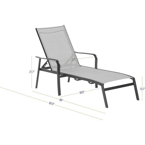 Hanover - Foxhill 1pc Chaise Lounge Chair - Gray/Gunmetal-United Backyard