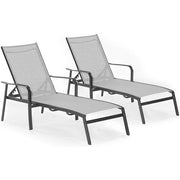 Hanover - Foxhill 3pc: 2 Chaise Lounge Chairs and 22" Side Table - Gray/Gunmetal-United Backyard
