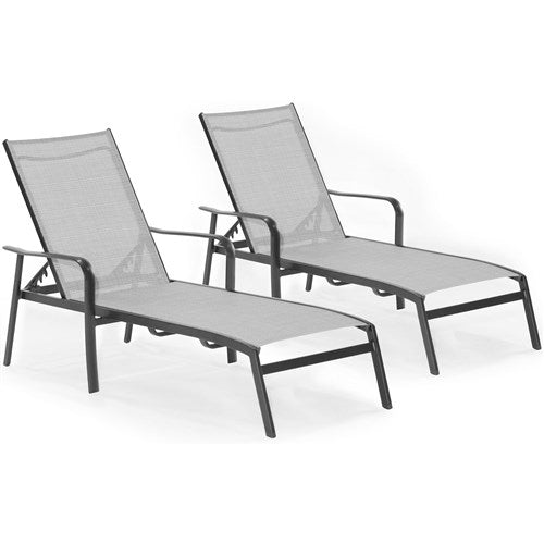 Hanover - Foxhill 3pc: 2 Chaise Lounge Chairs and 22" Side Table - Gray/Gunmetal-United Backyard