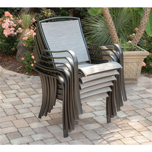 Hanover - Foxhill 3pc Dining Set: 2 Sling Dining Chairs and 1 30" Square Slat Table - Gray/Gunmetal-United Backyard