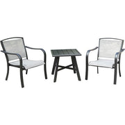 Hanover - Foxhill 3pc Seating Set: 2 Sling Chairs and 22" Side Table - Gray/Gunmetal-United Backyard