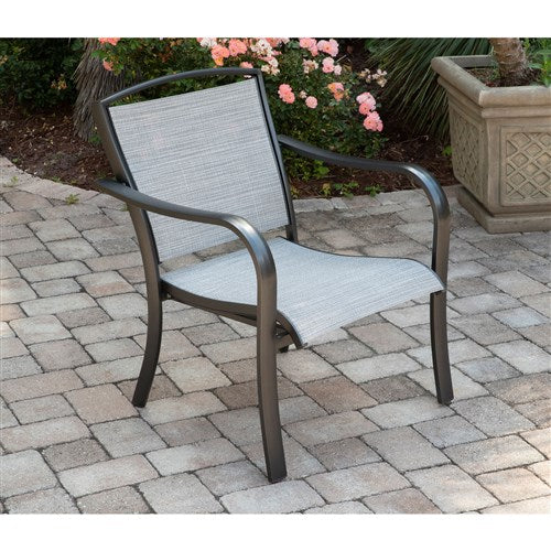 Hanover - Foxhill 4pc: 2 Sling Chrs, Sling Loveseat, and Slat Coffee Table - Gray/Gunmetal-United Backyard