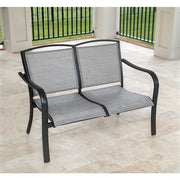 Hanover - Foxhill 5pc: 2 Sling Chrs, Sling Loveseat, Slat Coffee Table, 22" Side Table - Gray/Gunmetal-United Backyard