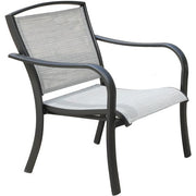 Hanover - Foxhill 5pc: 2 Sling Chrs, Sling Loveseat, Slat Coffee Table, 22" Side Table - Gray/Gunmetal-United Backyard