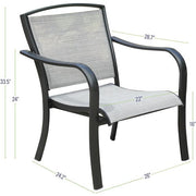 Hanover - Foxhill 5pc Seating Set: 4 Sling Chairs and Slat Coffee Table - Gray/Gunmetal-United Backyard