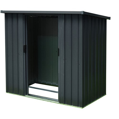 Hanover - Galvanized Steel Compact Shed, 2 Slide Doors, 2.8'x4.8'x4.4' - Dark Grey-United Backyard