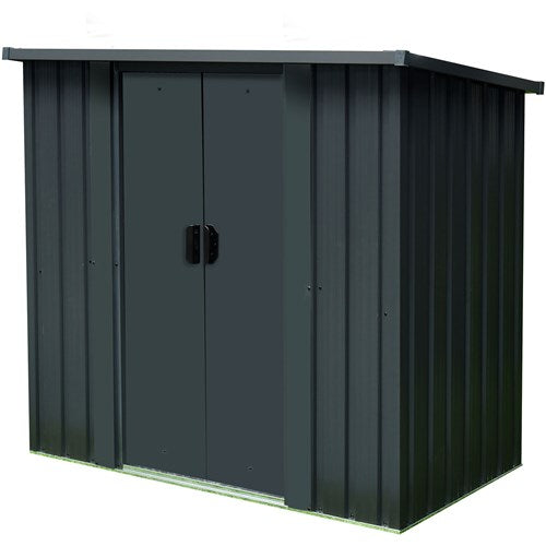 Hanover - Galvanized Steel Compact Shed, 2 Slide Doors, 2.8'x4.8'x4.4' - Dark Grey-United Backyard