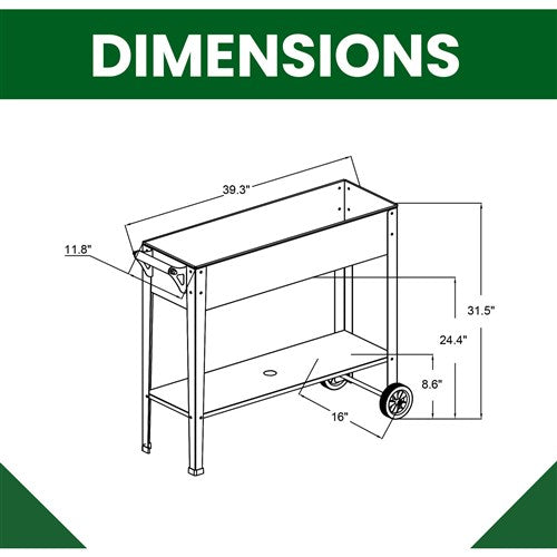 Hanover - Galvanized Steel Mobile Raised Planter Bed Cart with Wheels 37"x22"x31" - White-United Backyard