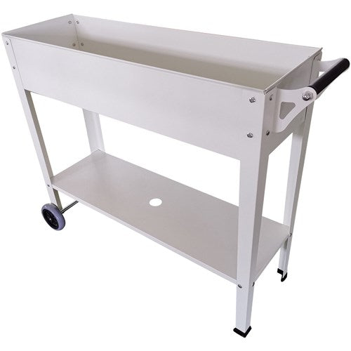 Hanover - Galvanized Steel Mobile Raised Planter Bed Cart with Wheels 37"x22"x31" - White-United Backyard