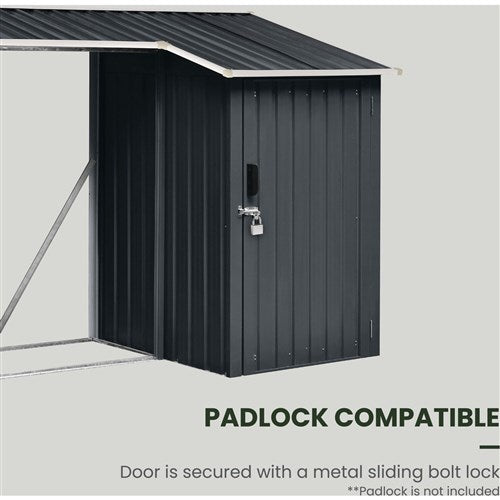 Hanover - Galvanized Steel Multi Wood Storage 5.2'x8.8'x5.3', Lockable Hinge Door - Dark Gray/White-United Backyard