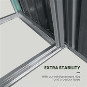 Hanover - Galvanized Steel Multi Wood Storage 5.2'x8.8'x5.3', Lockable Hinge Door - Dark Gray/White-United Backyard