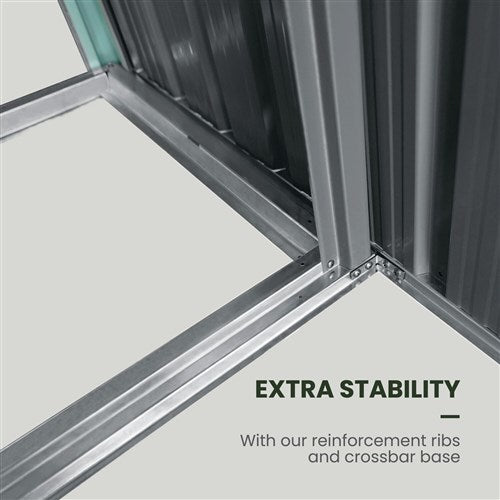 Hanover - Galvanized Steel Multi Wood Storage 5.2'x8.8'x5.3', Lockable Hinge Door - Dark Gray/White-United Backyard