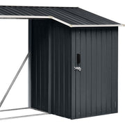 Hanover - Galvanized Steel Multi Wood Storage 5.2'x8.8'x5.3', Lockable Hinge Door - Dark Gray/White-United Backyard